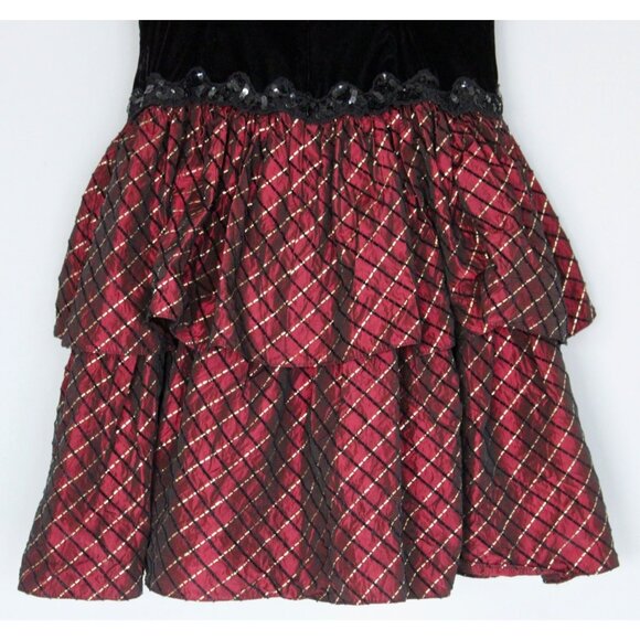 Vintage 1980s SCOTT McCLINTOCK Velvet & Burgundy Taffeta Open Back Dress Size 10 - Picture 6 of 9